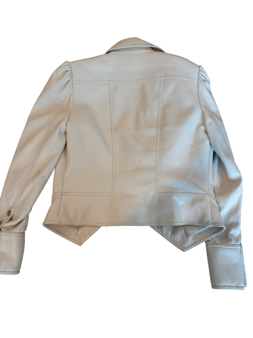 Jonathan Simkhai Standard Wyatt Vegan Leather Jacket in Ecru Women Small - Picture 5 of 9